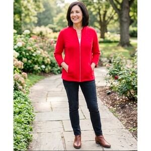 CJ Banks Red Zip Front Jacket Rhinestone Accents Plus Size 2X 20/22W New